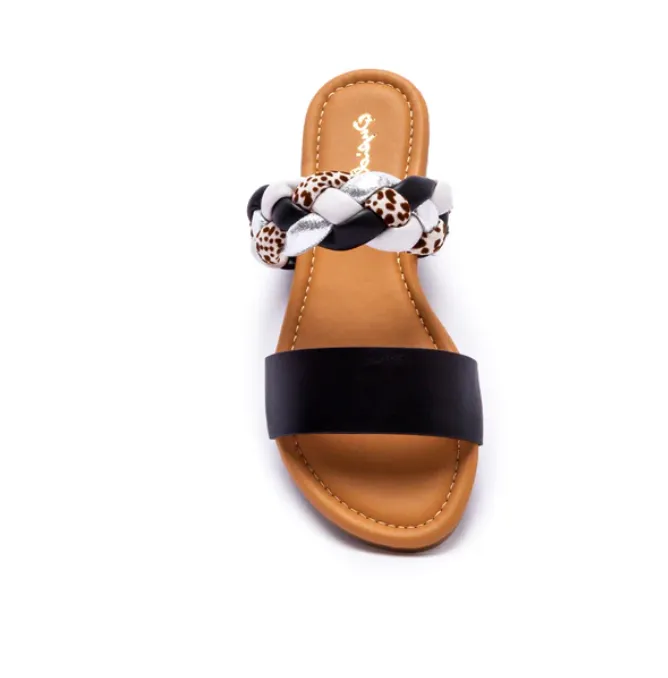 2 Band Braided Cheetah Slide Sandal - Final Sale