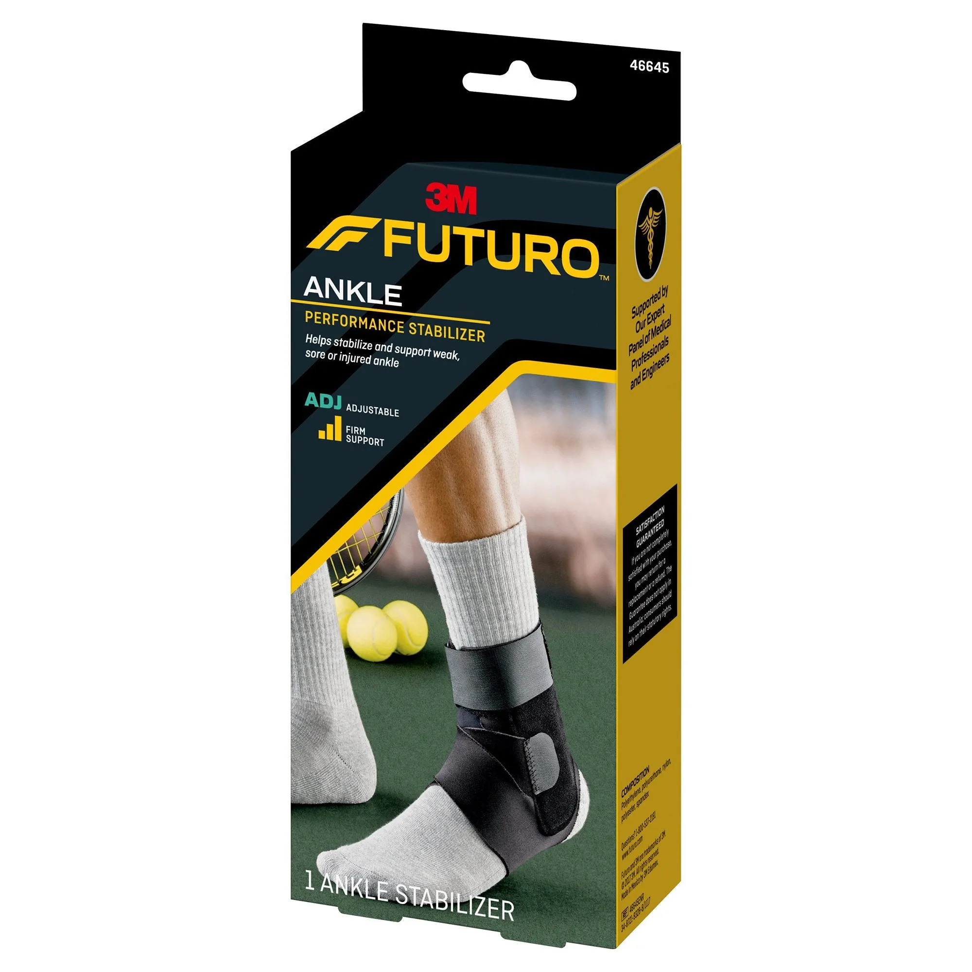 3M Futuro Ankle Performance Stabilizer, Adjustable, Adult, Black, 1 Each