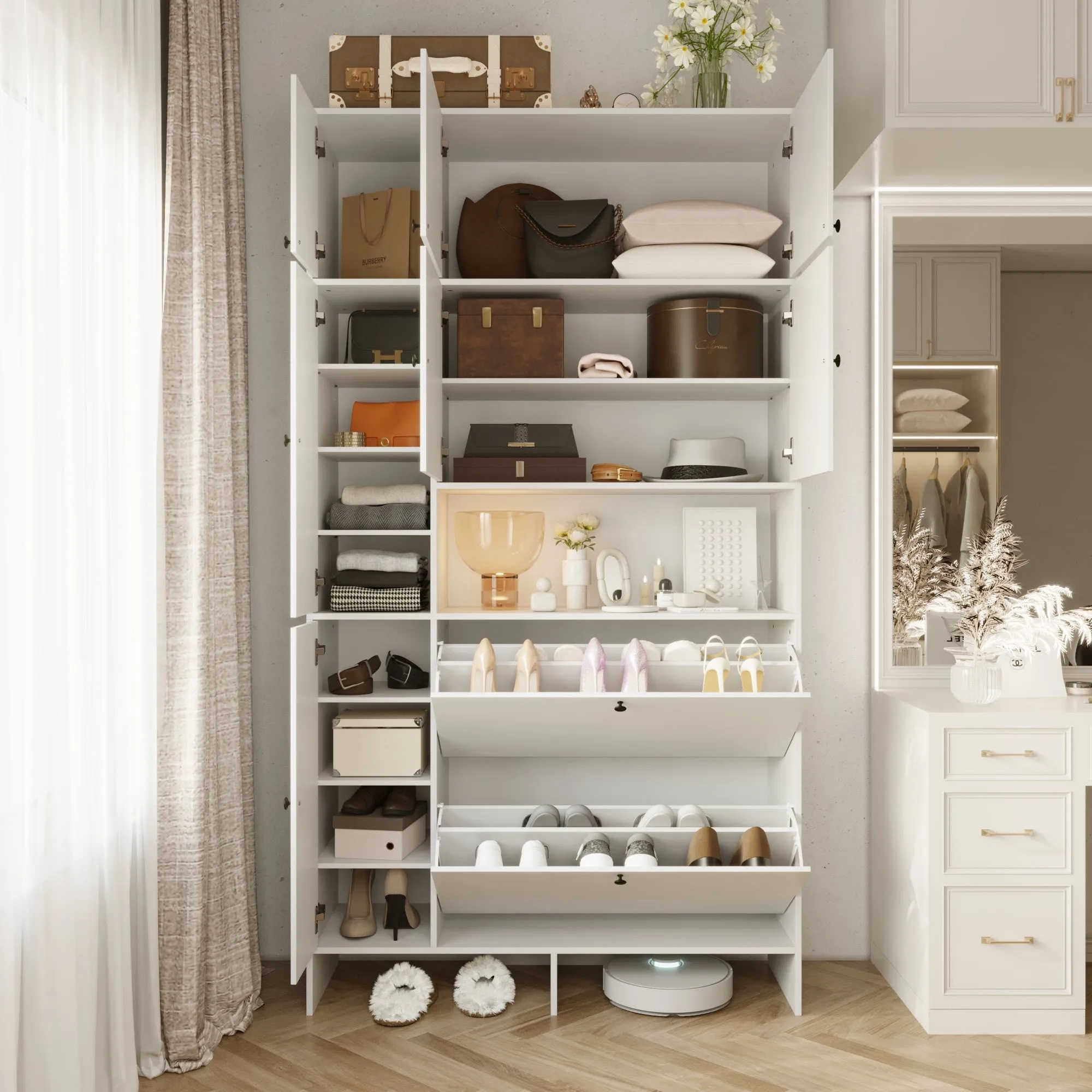 9-Door 1-Shelf Wardrobe With Shoe Storage Cabinet