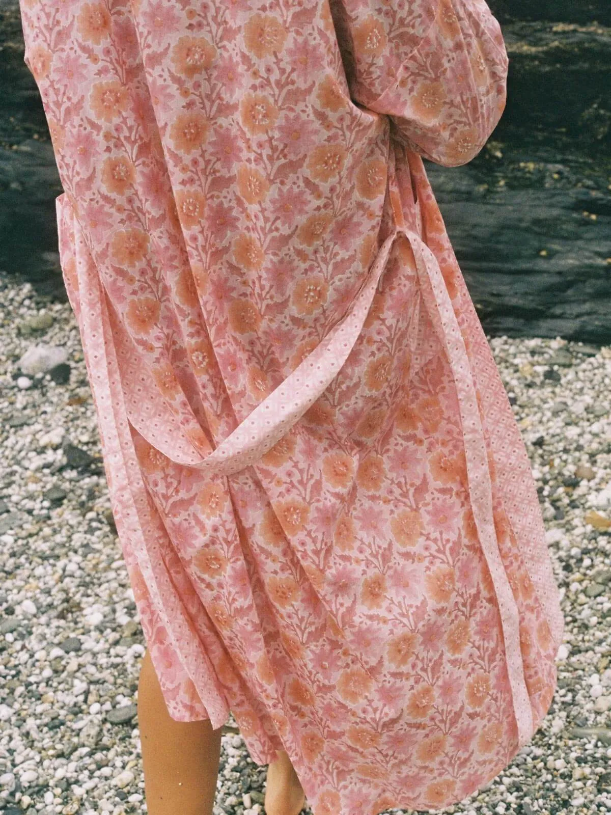 Block Print Cotton Robe, Vintage Pink