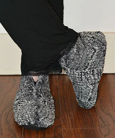 Bootie Slipper - Luxury Faux Fur in 8mm Black/White (SOLD OUT)