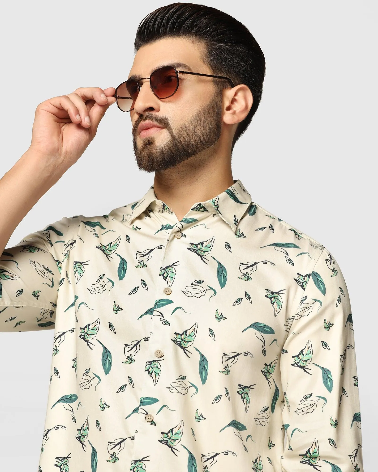 Casual Beige Printed Shirt - Falk