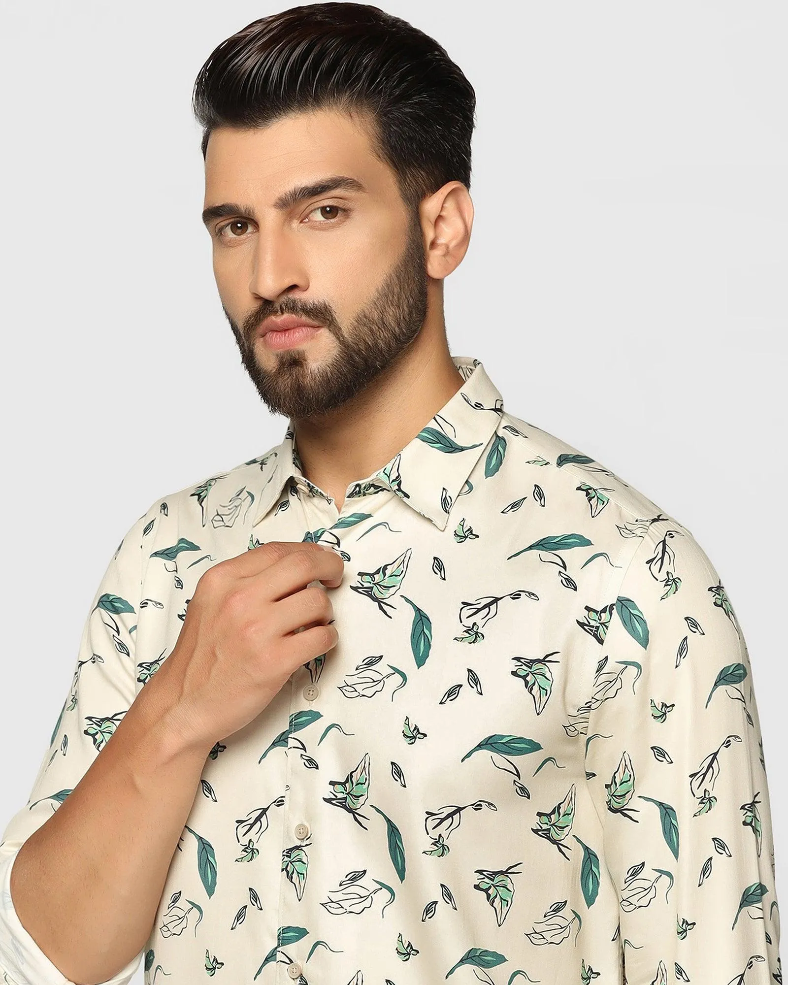 Casual Beige Printed Shirt - Falk