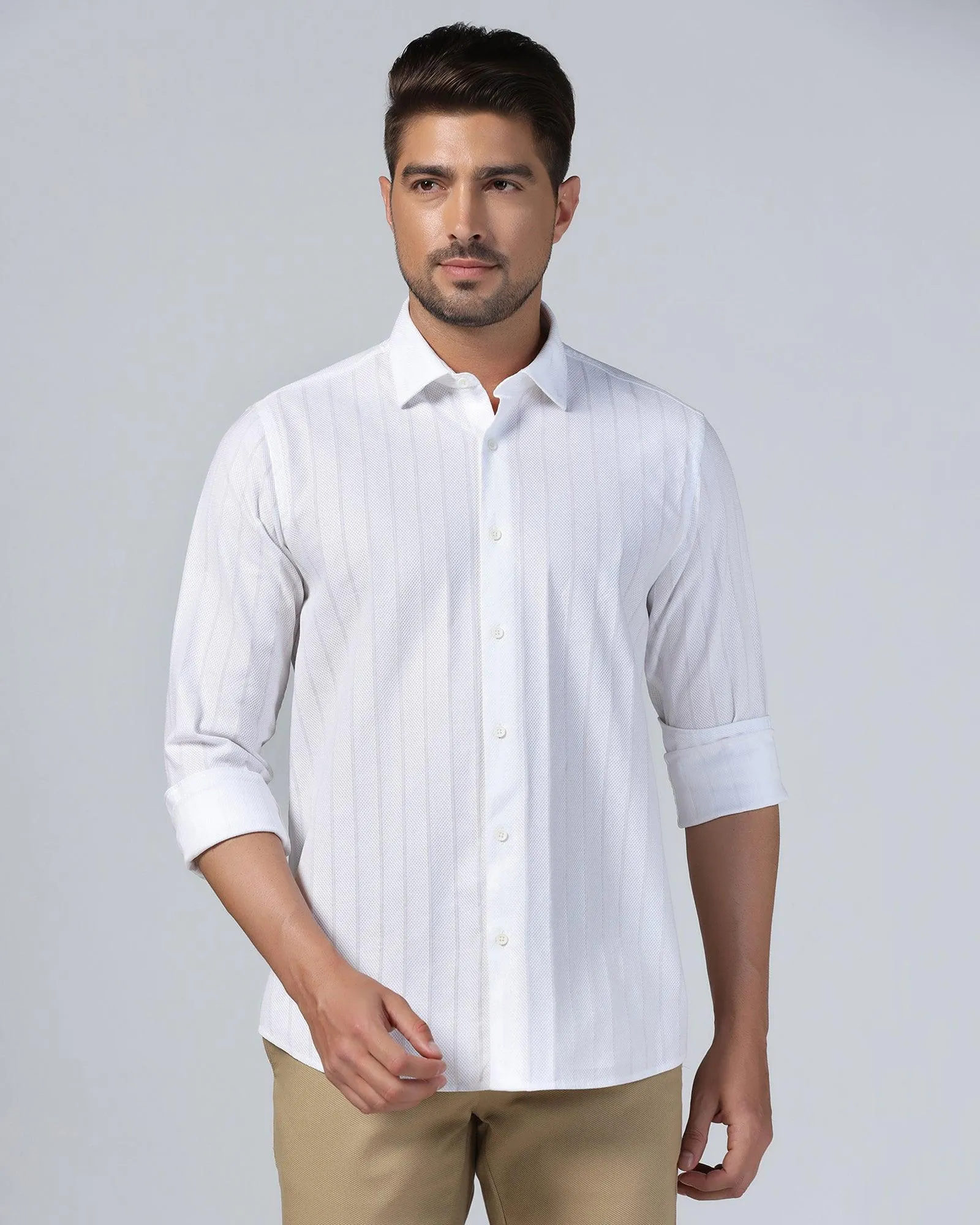 Casual White Stripe Shirt - Tuscany