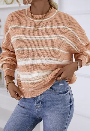 Crew Neck Basic Striped Sweater