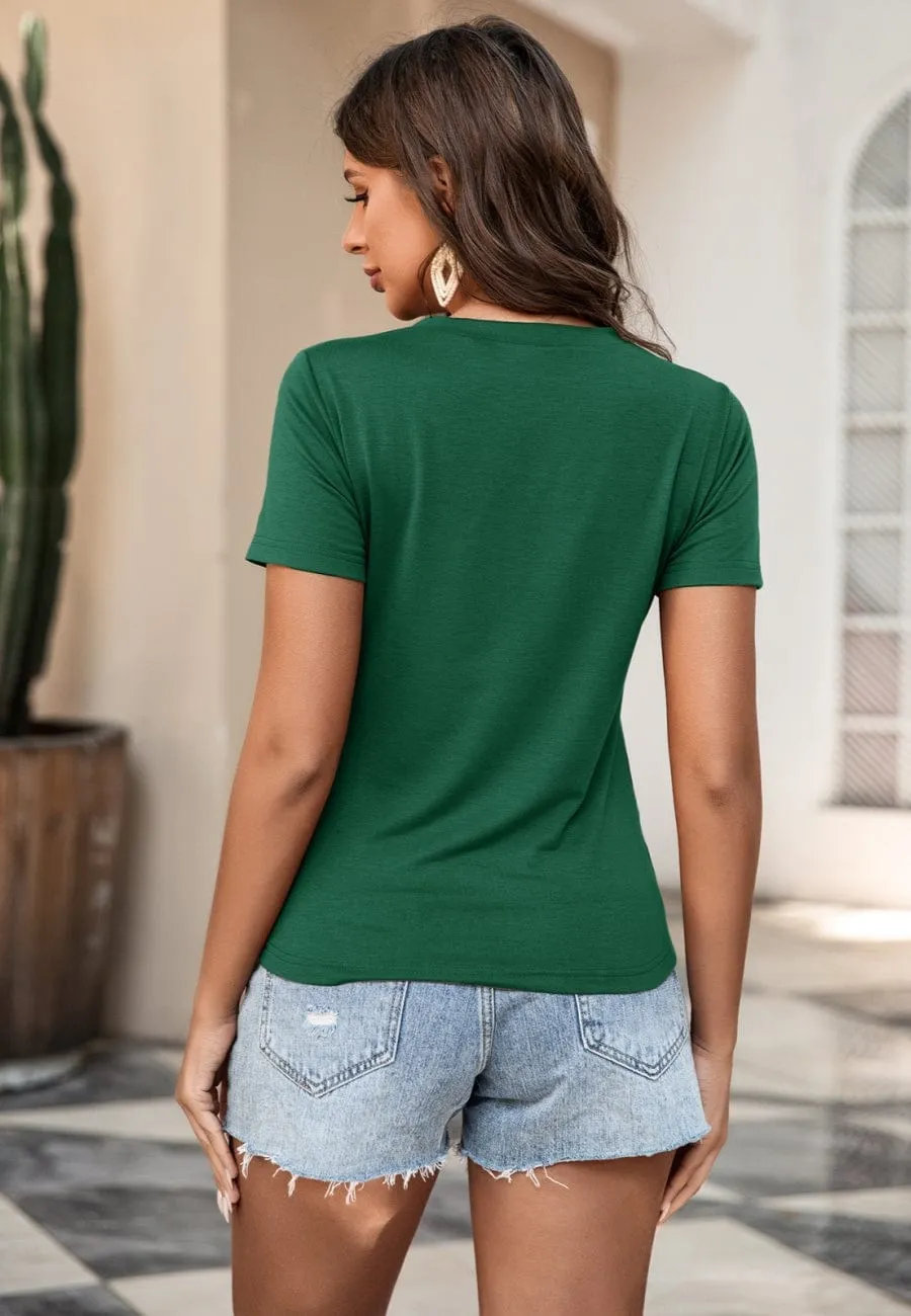 Curved Ruffle Front T-Shirt