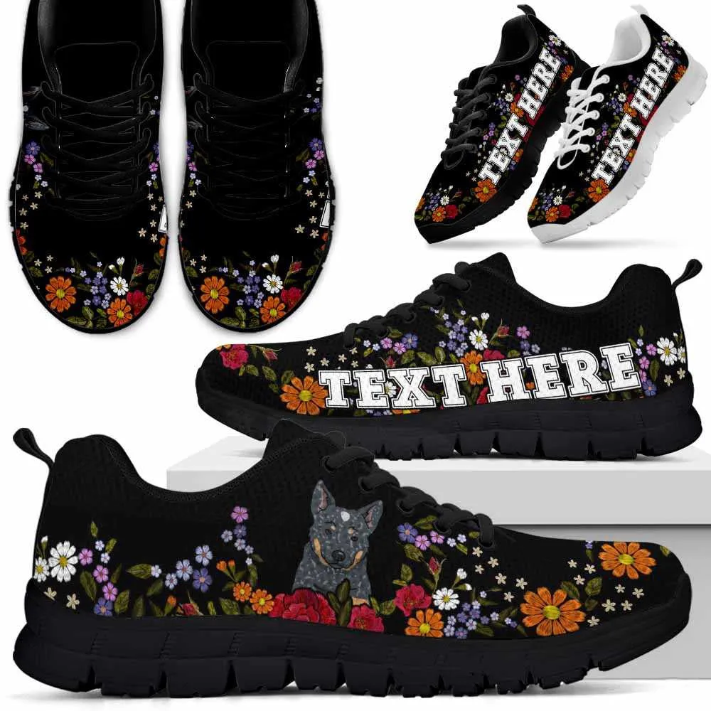 Custom Name Australian Cattle Sneaker, Heeler Colorful Flower Floral Dog Lovers Sneakers Gym Running Shoes, Best Running Shoes