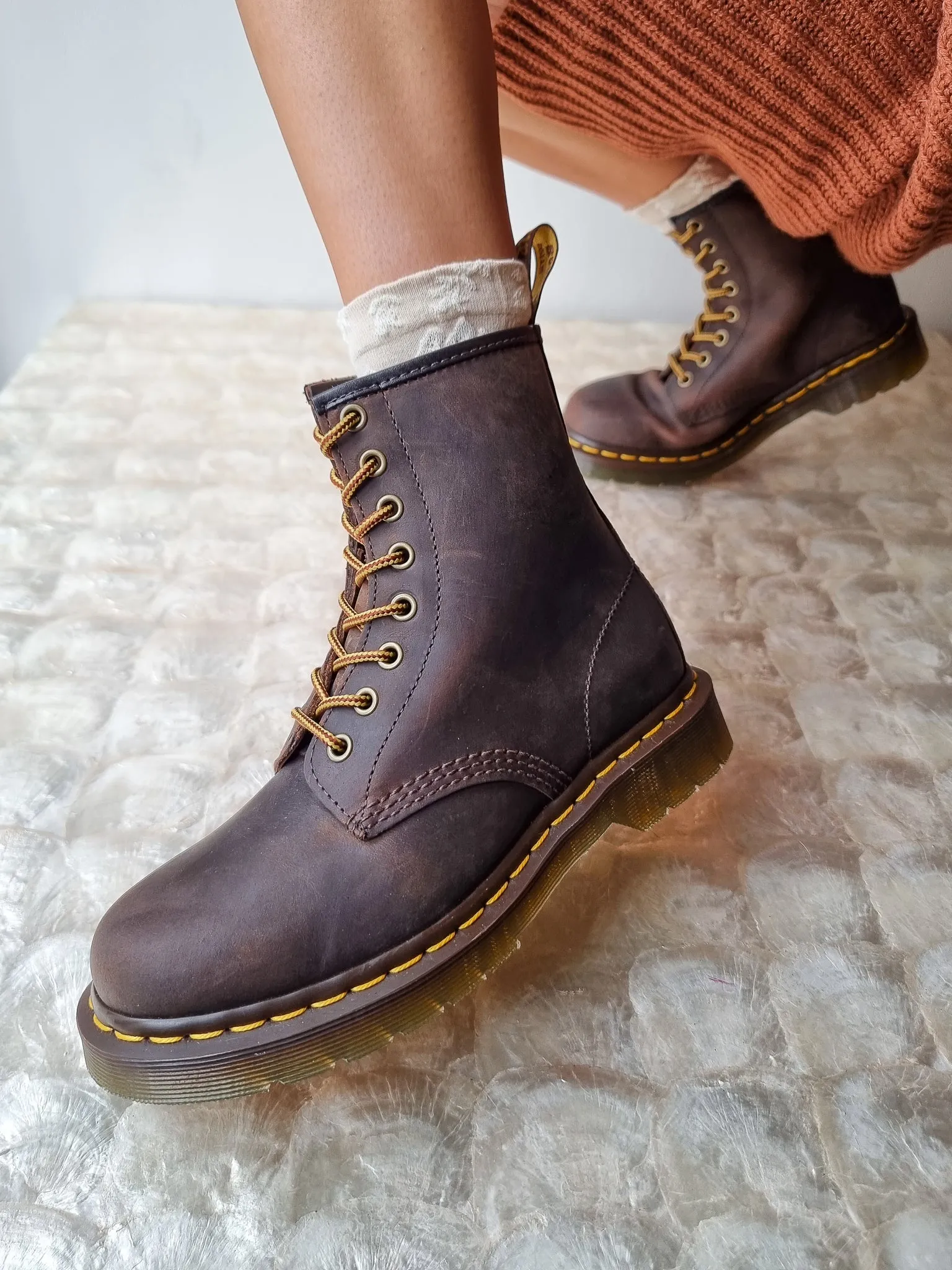 DR. MARTENS 1460 AZTEC CRAZY HORSE BROWN