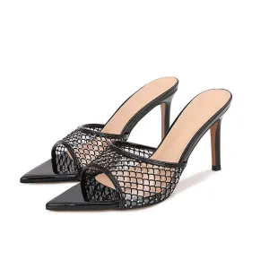 Elegant French Style Crystal High Heel Sandals