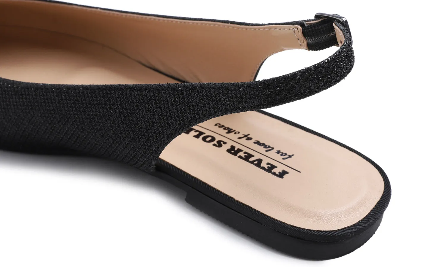 Feversole Pointed Toe Casual Slingback Flat Mules Women's Fashion Buckle Strap Slide Summer Slippers Black Lurex