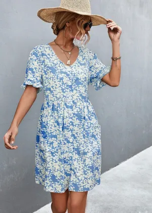 Floral Button Down Pocket Dress