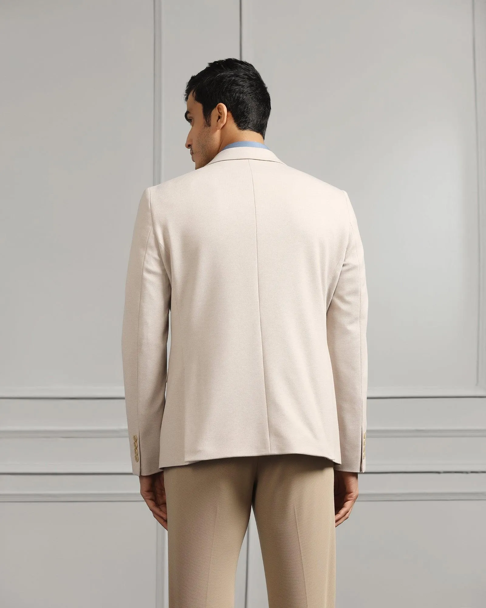 Formal Beige Textured Blazer - Caleb