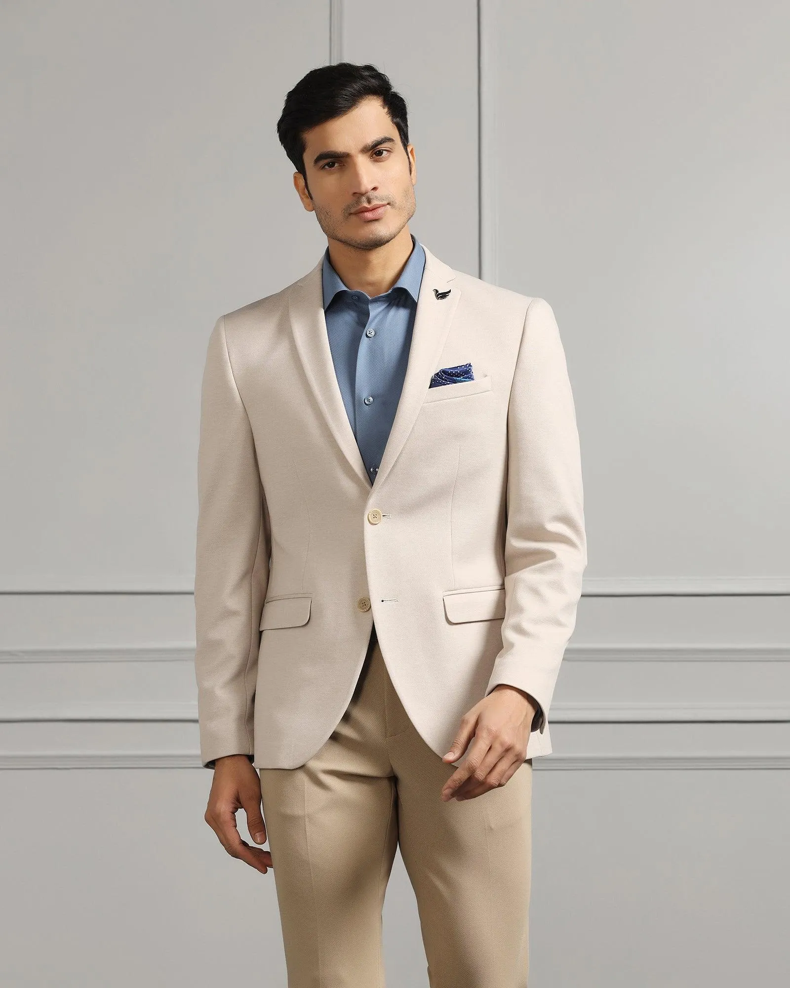 Formal Beige Textured Blazer - Caleb