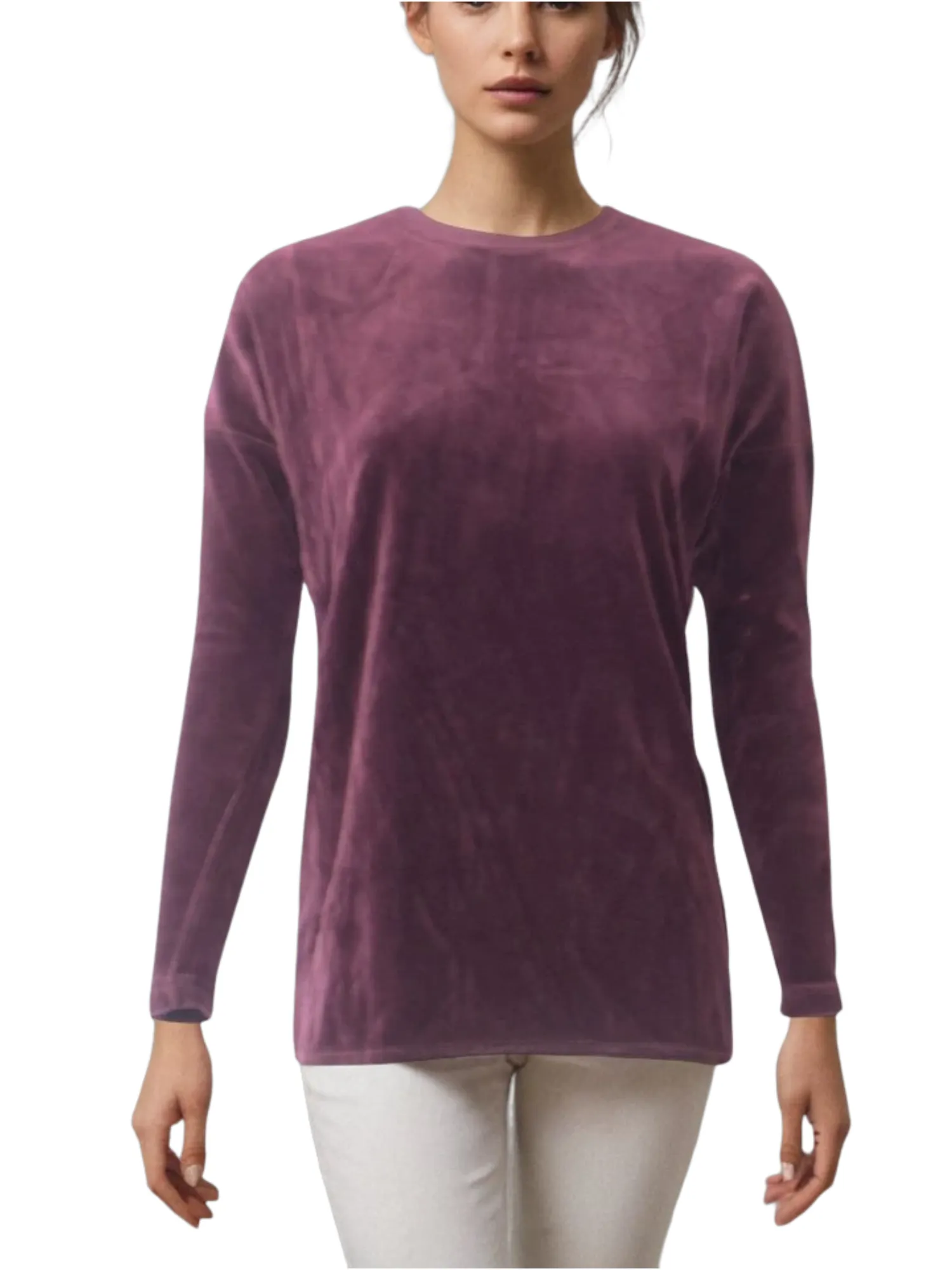 Hard Tail Velour Slouchy Pullover Top (V-184)