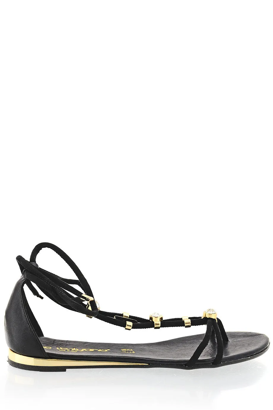 LUCILLE Black Crystal Sandals