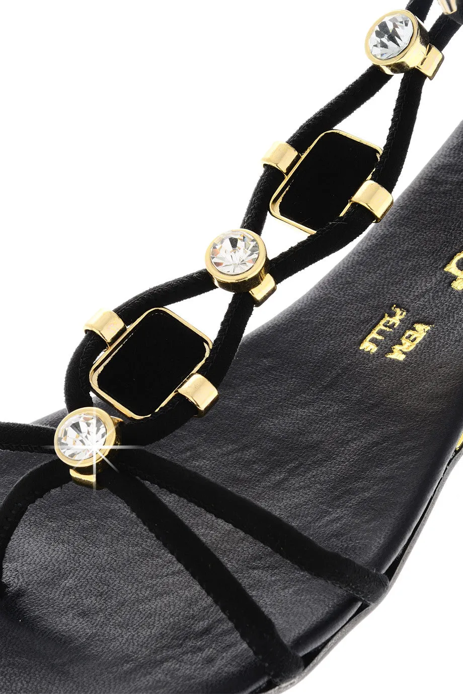 LUCILLE Black Crystal Sandals