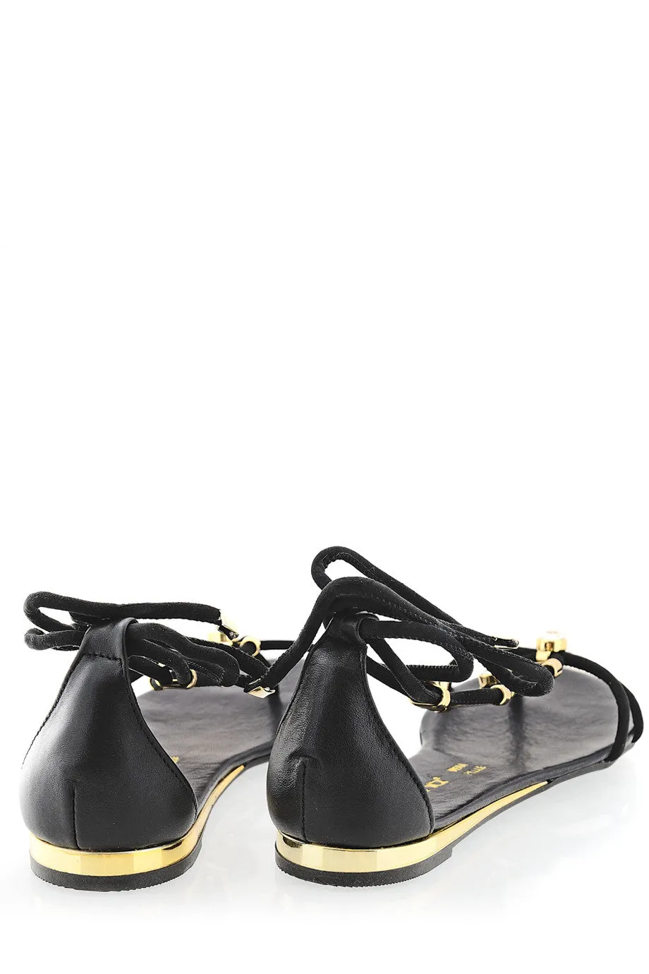 LUCILLE Black Crystal Sandals