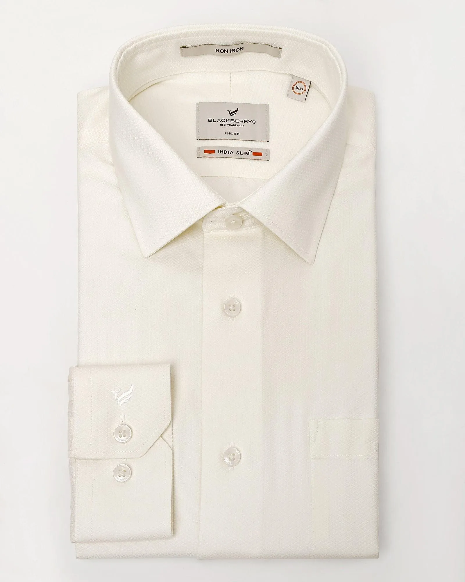 Non Iron Formal Cream Textured Shirt - DOFP31