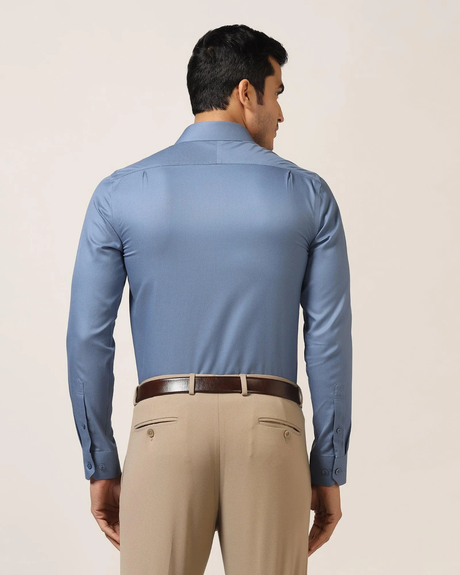 Non Iron Formal Mid Blue Textured Shirt - DOFP31