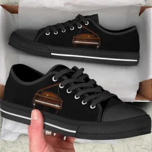 Piano Black Low Top Canvas Shoes, Canvas Shoes Design, Low Top Sneaker