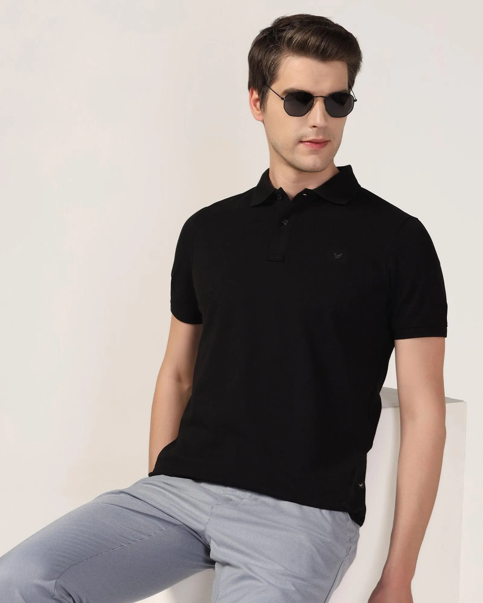 Polo Black Solid T-Shirt - Bright