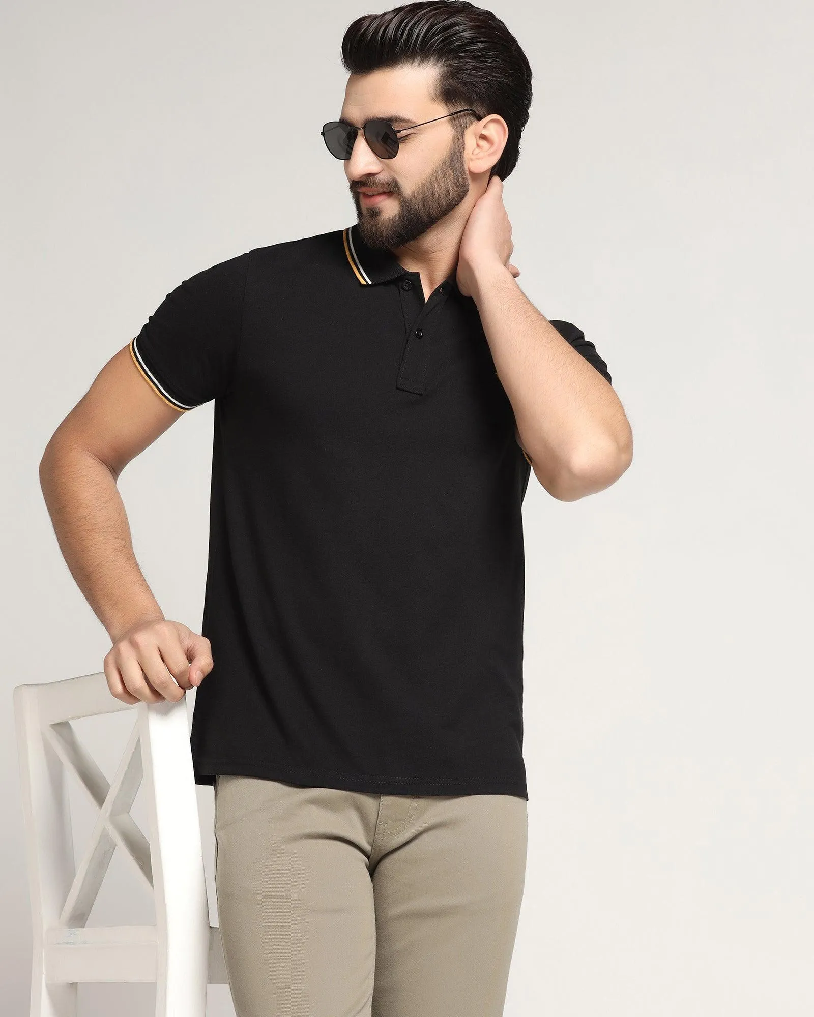 Polo Black Solid T-Shirt - Ollie