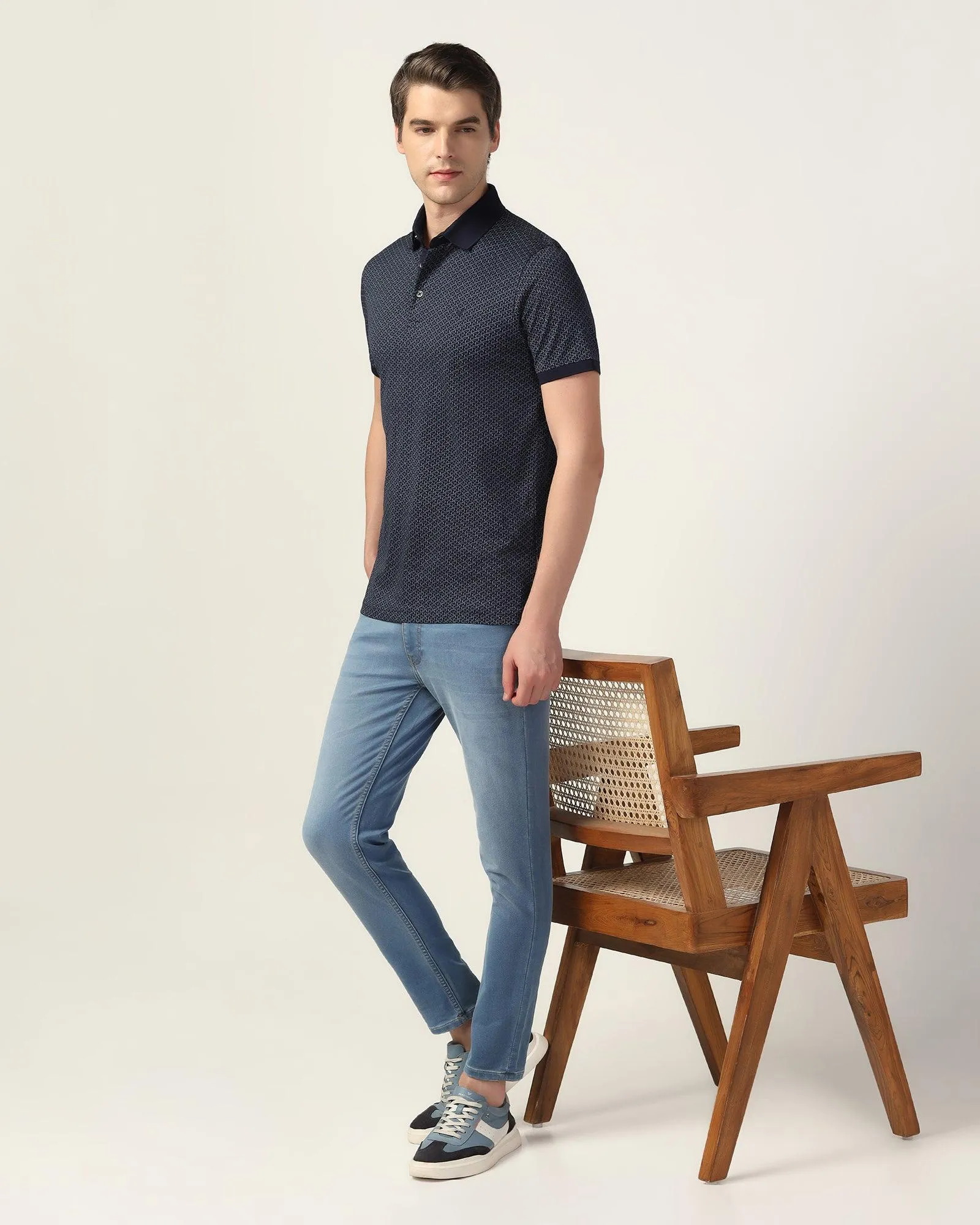 Polo Navy Printed T-Shirt - Perla