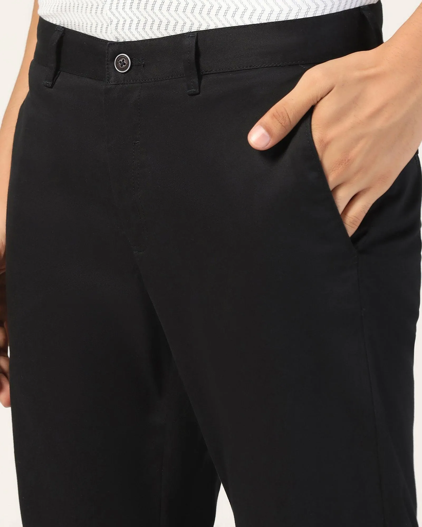 Slim Comfort B-95 Casual Black Solid Khakis - Marico