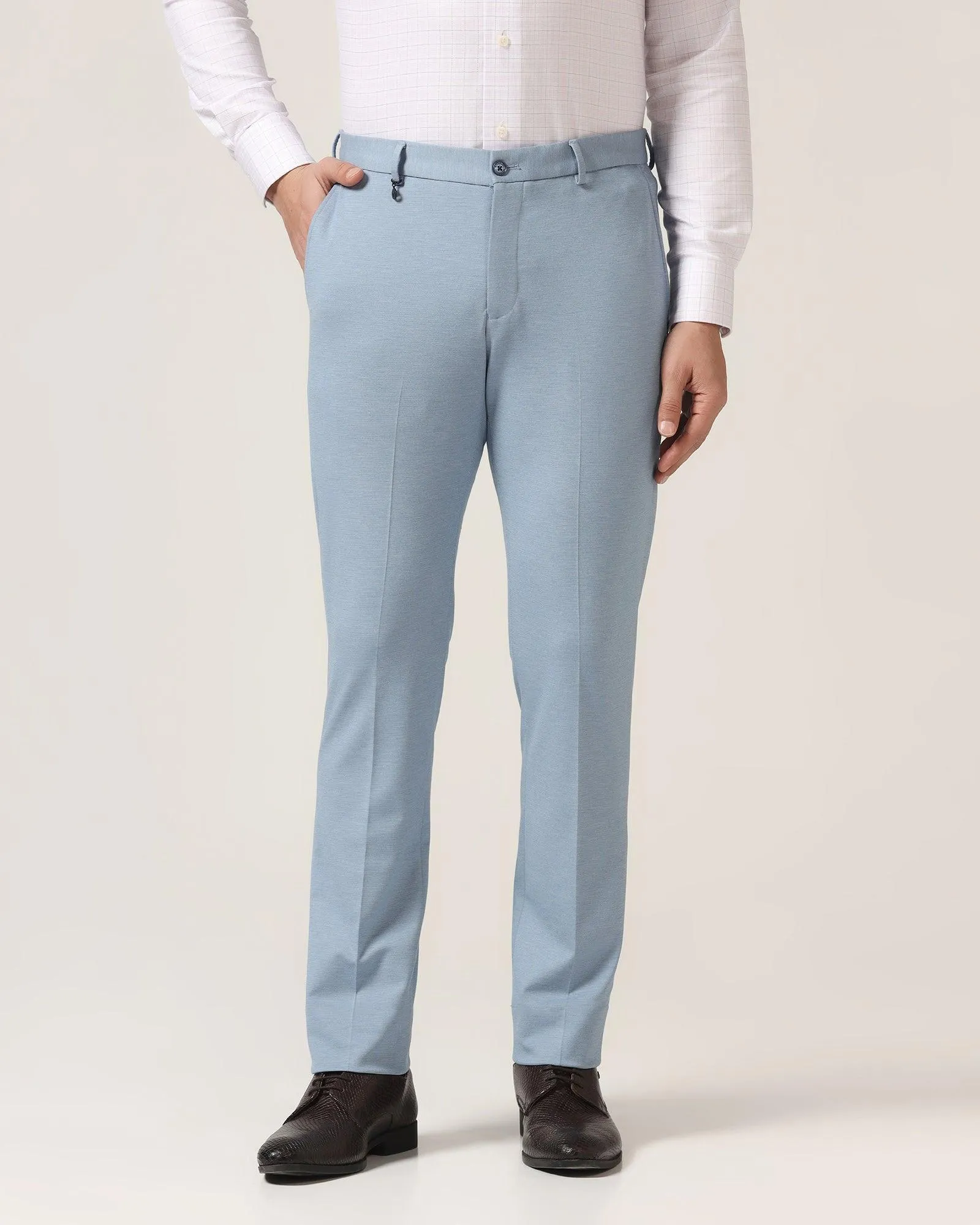 Slim Fit B-91 Formal Blue Textured Trouser - Steve