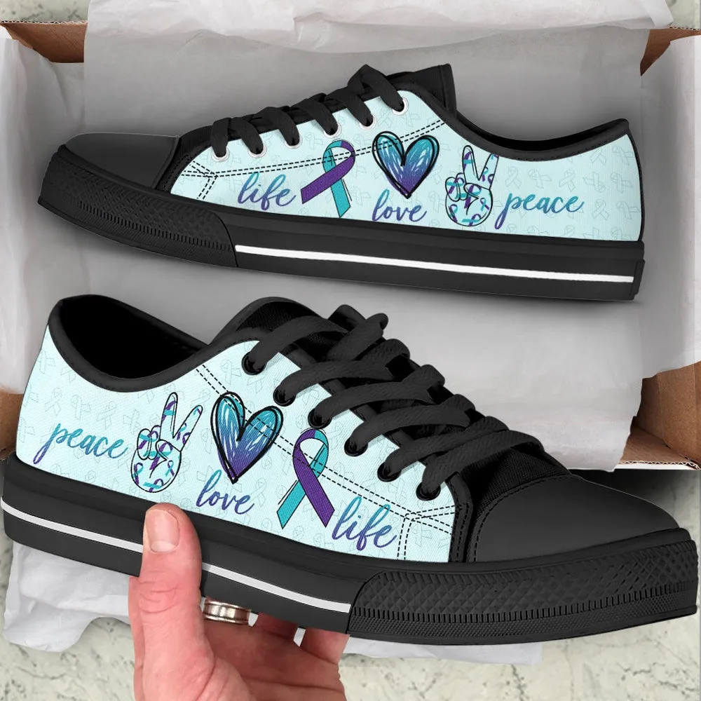 Suicide Prevention Shoes Peace Love Low Top Shoes , Low Top Sneaker, Low Top Canvas Shoes