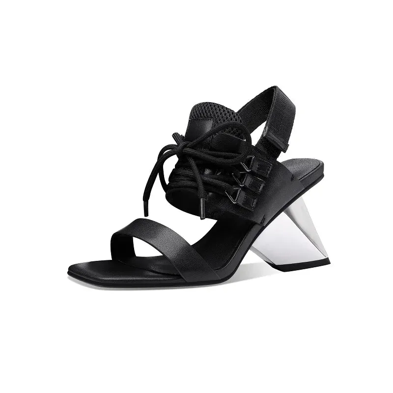 TEEK - Bowknot Easel Back Strap Wedge Sandals