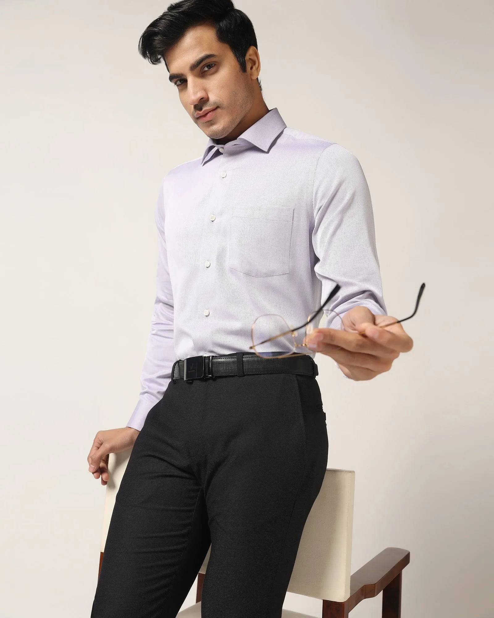 Temp Tech Formal Purple Textured Shirt - Shalom