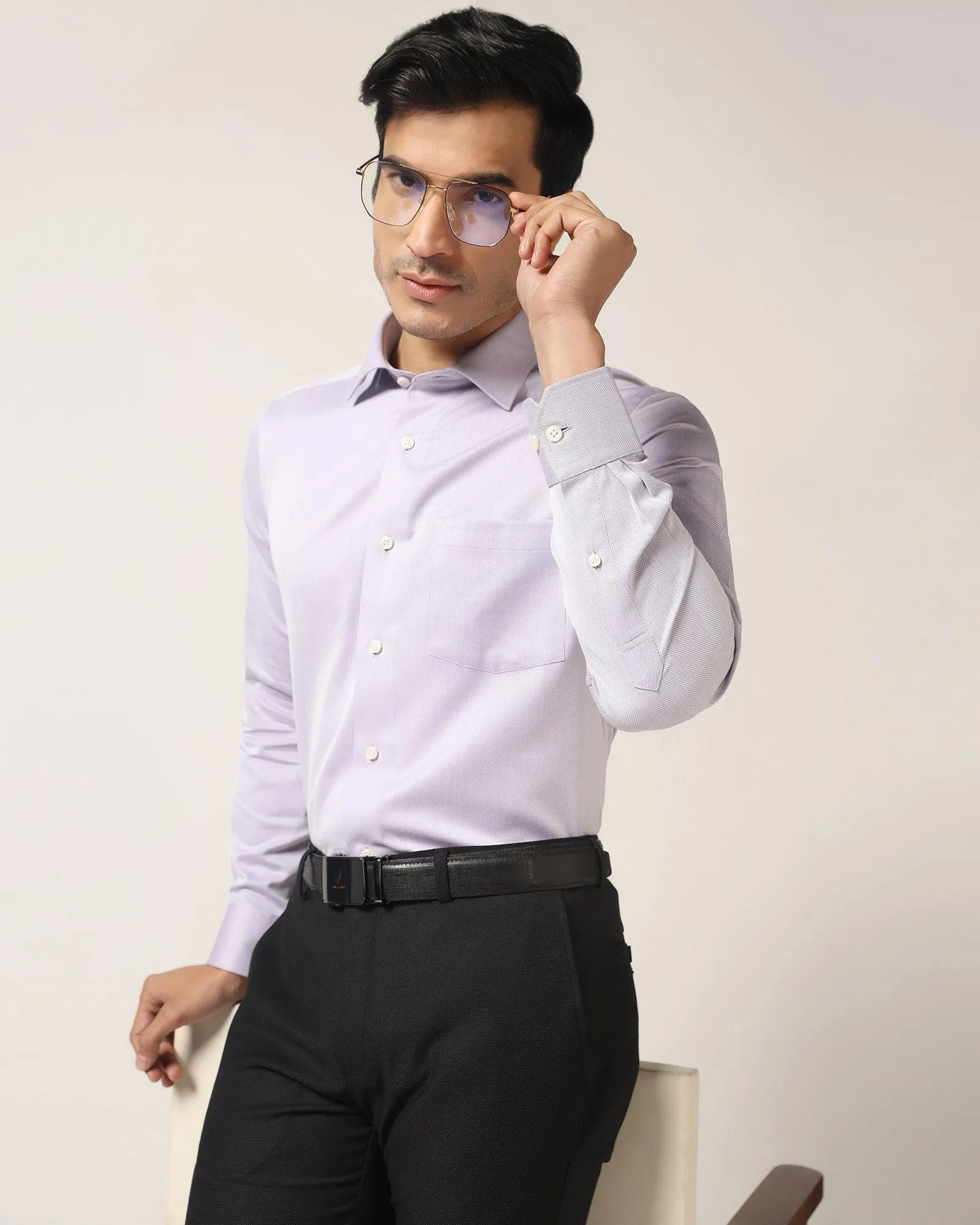 Temp Tech Formal Purple Textured Shirt - Shalom