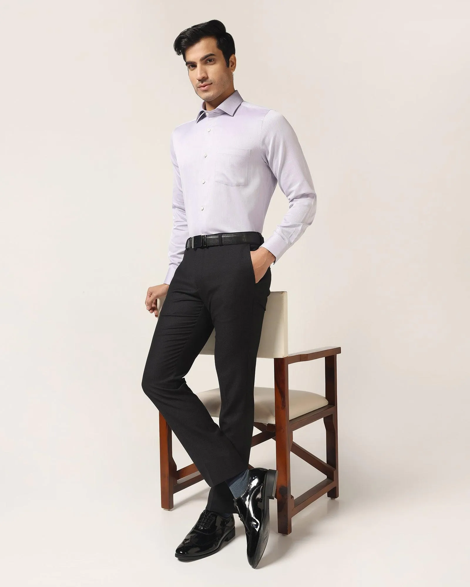 Temp Tech Formal Purple Textured Shirt - Shalom