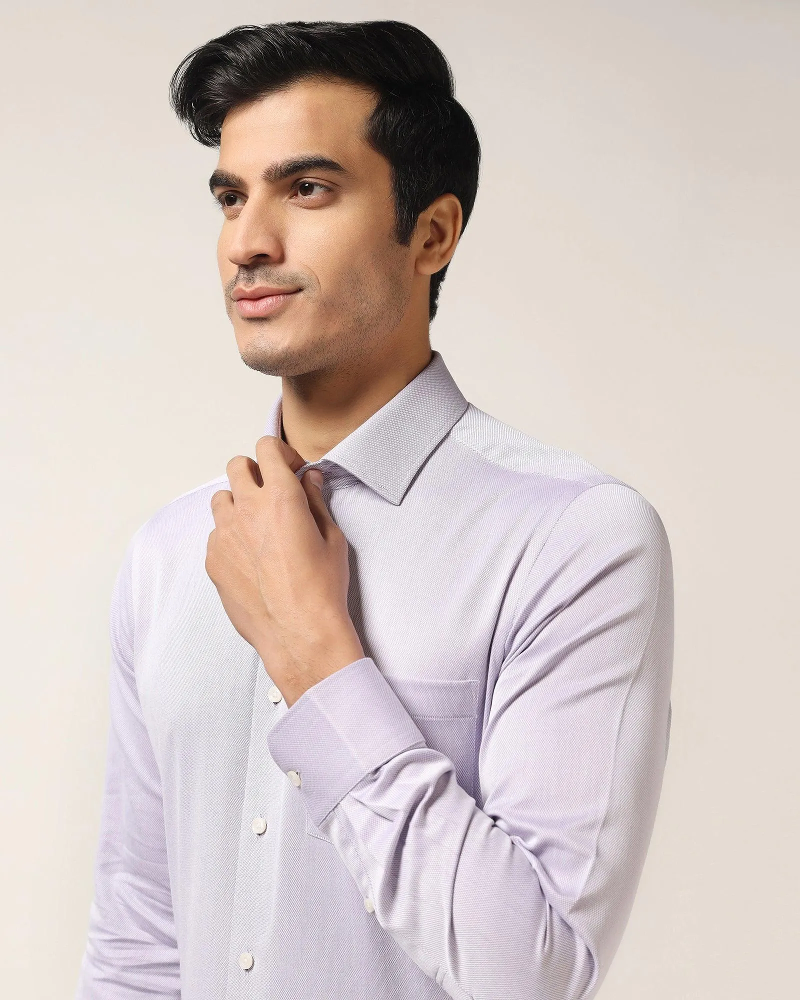 Temp Tech Formal Purple Textured Shirt - Shalom