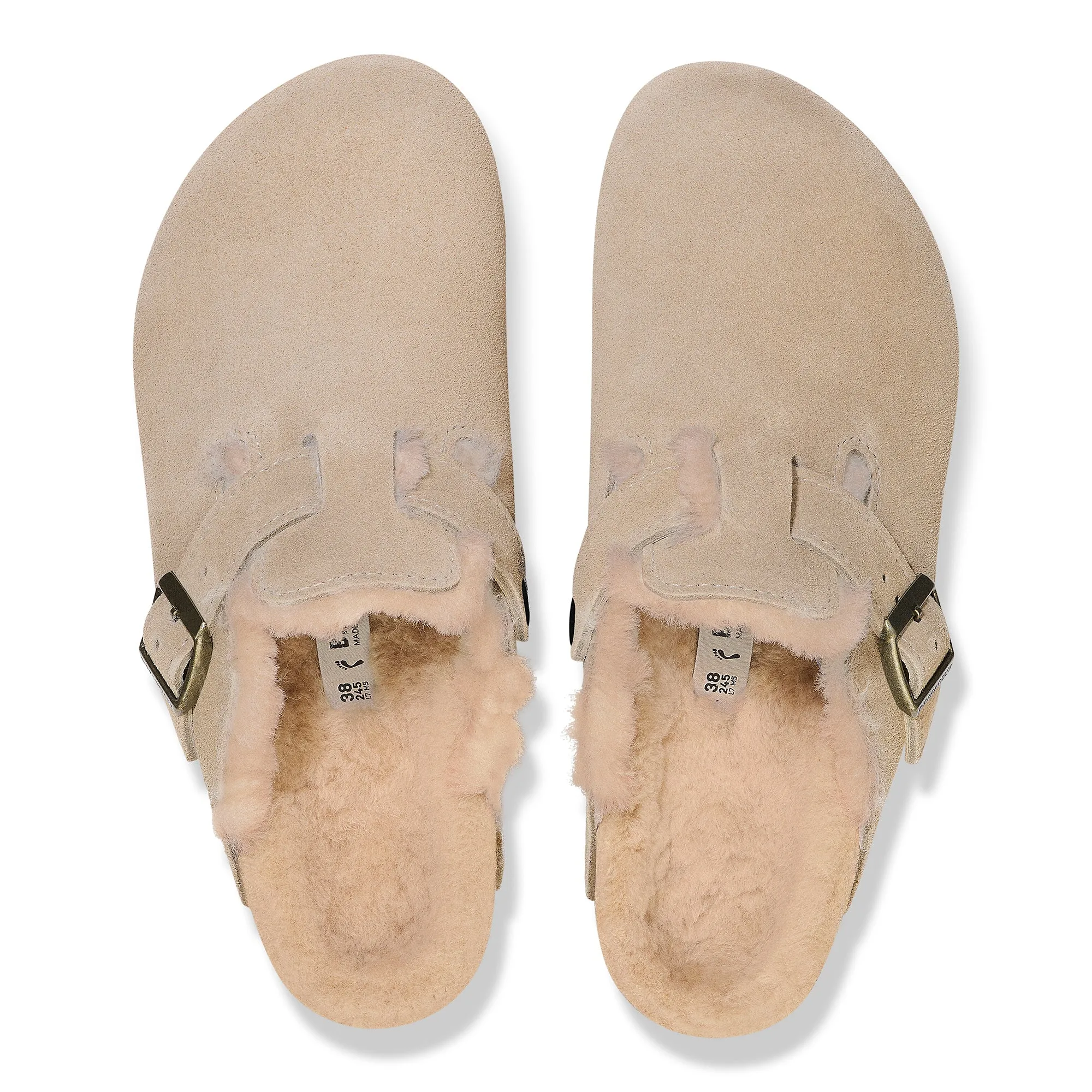 Unisex Birkenstock Boston Shearling Suede Leather Color: Taupe