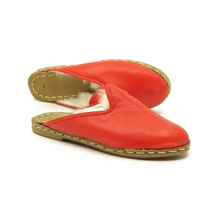 Winter Sheepskin Slippers Red Women's